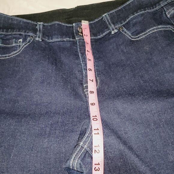 Lane Bryant Jeans Womans 18 Blue Bootcut Dark Wash Demin Contrast Trim Stretch - Picture 11 of 14